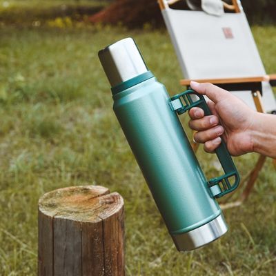 Bouteille d'eau sous vide en acier inoxydable de grande capacité de style américain Thermos 1 L avec poignée