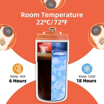 Une tasse de voyage à affichage de température intelligente de 450 ml avec un matériel en acier inoxydable et une corde