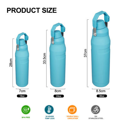 Bouteille d'eau en acier inoxydable thermiquement isolante en poudre