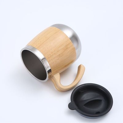 450 ml de tasse en acier inoxydable de bambou style de conception classique et accessoires de poignée pour votre