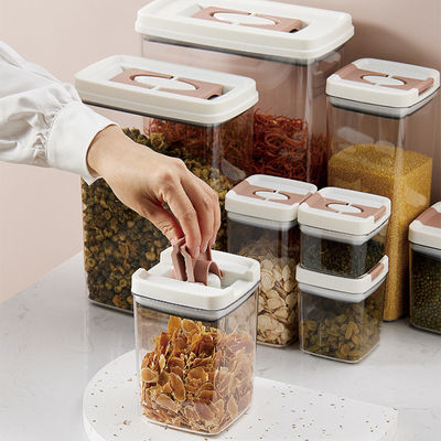 Composition de 6 pièces transparentes, exemptes de BPA, étanches à l'air, faciles à ouvrir, couvercles, céréales, joints, pots, conteneurs de stockage des aliments secs