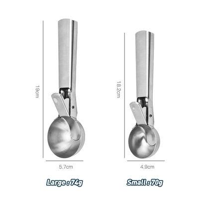 Outils de cuisine Scoop de crème glacée en acier inoxydable avec logo personnalisé facile à déclencher et 4,8 * 18cm