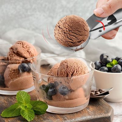 Outils de cuisine Scoop de crème glacée en acier inoxydable avec logo personnalisé facile à déclencher et 4,8 * 18cm