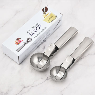 Outils de cuisine Scoop de crème glacée en acier inoxydable avec logo personnalisé facile à déclencher et 4,8 * 18cm