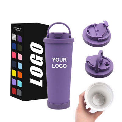 Tumbler isolé en acier inoxydable à paille avec revêtement en céramique et base en silicone