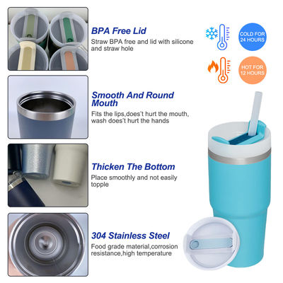 Isolation thermique 14 oz Coupe pour enfants avec paille BPA libre Double paroi en acier inoxydable