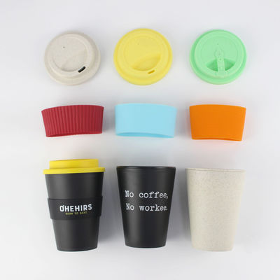 12 oz 350 ml PP couvercle en silicone en fibre de bambou tasse de café réutilisable avec couvercle Un cadeau idéal