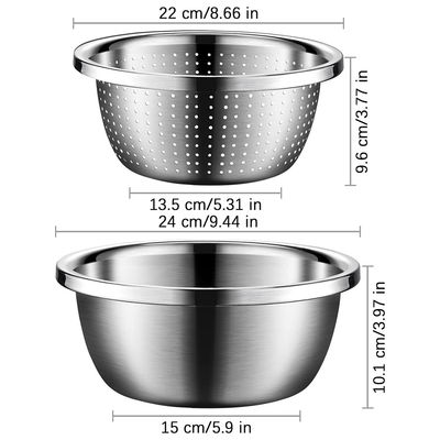 Logo personnalisé Filtre de cuisine polyvalent en acier inoxydable 304 Microporeux Colander Cuve à riz à laver 550g