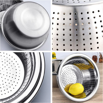 Logo personnalisé Filtre de cuisine polyvalent en acier inoxydable 304 Microporeux Colander Cuve à riz à laver 550g