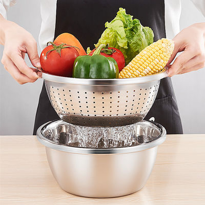 Logo personnalisé Filtre de cuisine polyvalent en acier inoxydable 304 Microporeux Colander Cuve à riz à laver 550g