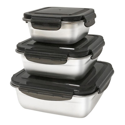 Rectangle 400/750/1200ml En acier inoxydable Bento Set de boîte de déjeuner avec couvercles de verrouillage et durable