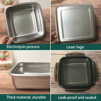 Rectangle 400/750/1200ml En acier inoxydable Bento Set de boîte de déjeuner avec couvercles de verrouillage et durable