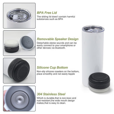 20oz Capacité haut-parleur de musique Tumbler Design de style américain avec lumière LED amovible