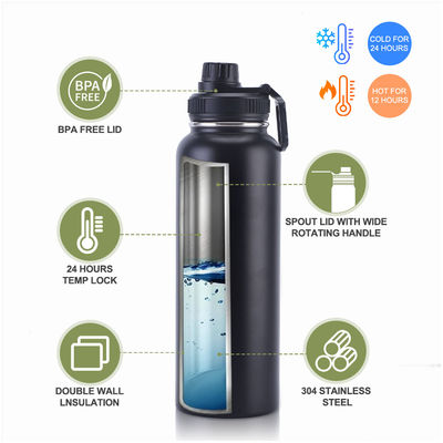Bouteille d'eau à vide de 32 oz/64 oz pour la consommation directe au gymnase sportif en acier inoxydable