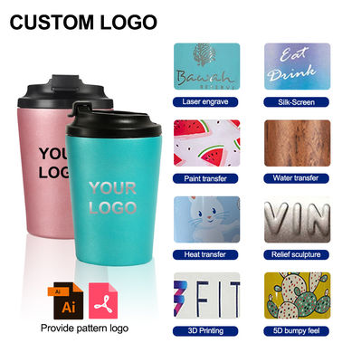 12 oz de voyage tasse à café réutilisable tasse isolée thermique en acier inoxydable