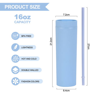 186g personnalisé Acrylique Pastel Couleur Tumblers 16oz réutilisable tasses en plastique avec paille