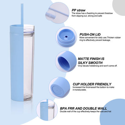 186g personnalisé Acrylique Pastel Couleur Tumblers 16oz réutilisable tasses en plastique avec paille