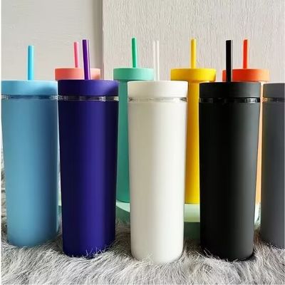 186g personnalisé Acrylique Pastel Couleur Tumblers 16oz réutilisable tasses en plastique avec paille