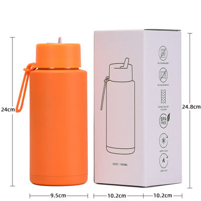 304 en acier inoxydable écologique 32 oz bouteille d'eau isolée à double paroi avec paille