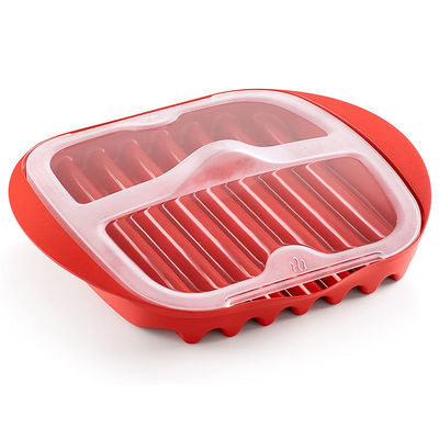 28*25*5cm Produit alimentaire personnalisé PP Matériau Bacon Cuiseur à micro-ondes avec couvercle Accepte le logo personnalisé