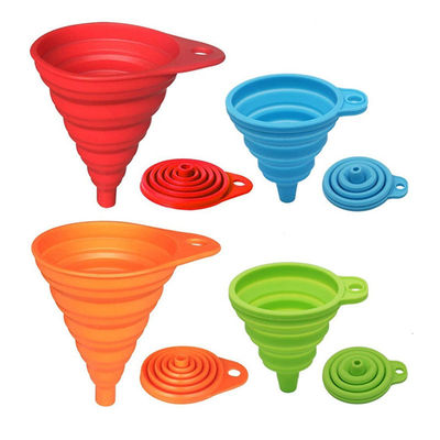 Matériau de qualité alimentaire Cuisine mini silicone souple entonnoir pliable rétractable