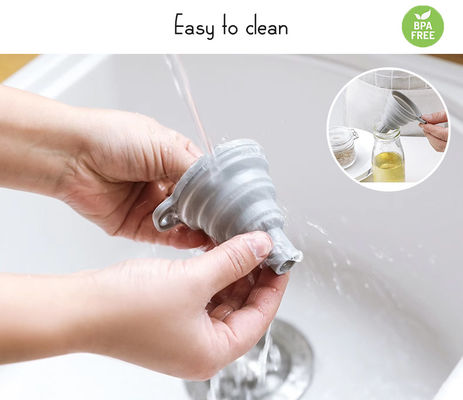 Matériau de qualité alimentaire Cuisine mini silicone souple entonnoir pliable rétractable