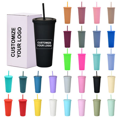 American Style 710ml / 24oz Reutilisable BPA sans tampons en plastique avec couvercles et pailles