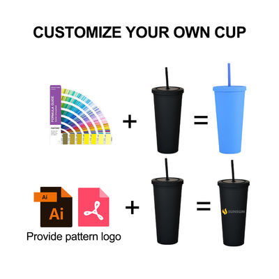 American Style 710ml / 24oz Reutilisable BPA sans tampons en plastique avec couvercles et pailles