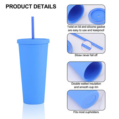 American Style 710ml / 24oz Reutilisable BPA sans tampons en plastique avec couvercles et pailles