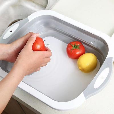 Logo personnalisé Cuve à vaisselle pour le lavage et le drainage légumes fruits planche de coupe pliable