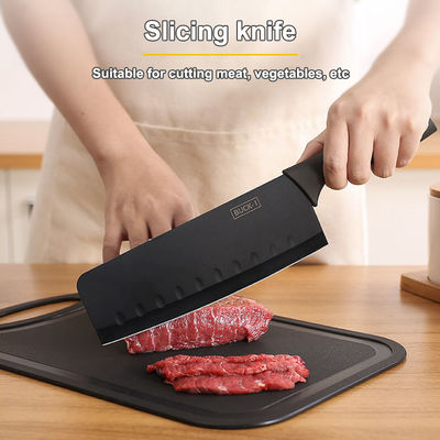 Couteau de cuisinier en acier inoxydable de 7 pièces avec bloc de découpe en plastique et support de planche