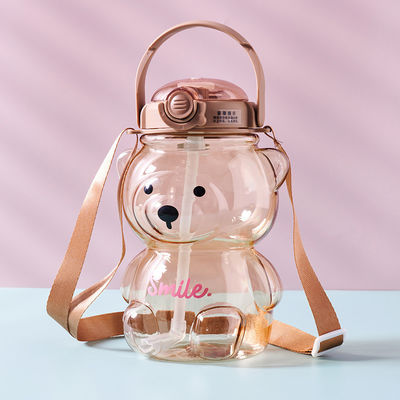 Les étudiants d'été doivent avoir des ours en peluche mignons Bouteille d'eau avec paille et grande capacité