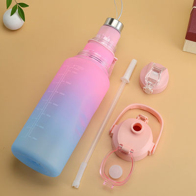 Unisexe 3 en 1 marqueur de temps motivationnel Gradient couleur Set de bouteille d'eau 2000ml 900ml 500ml