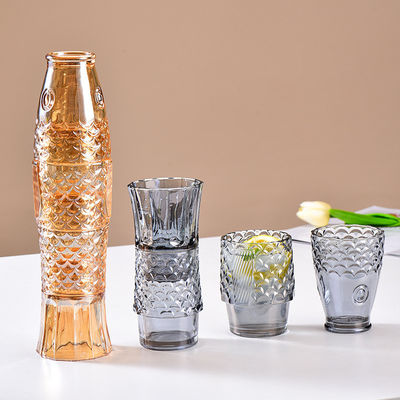 Ensemble de poissons Koi en verre bleu gris et ambre fait à la main pour cadeaux d'affaires à l'américaine