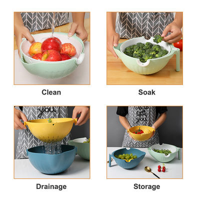 Ensembles de bols à filtre en plastique polyvalents de nettoyage 2 en 1 pour les fruits et légumes