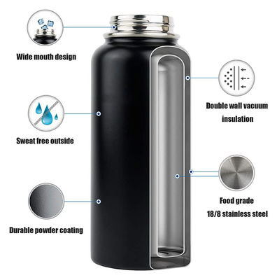 Bouteille isolée en acier inoxydable pour les aventures en plein air sans revêtement anticorrosion