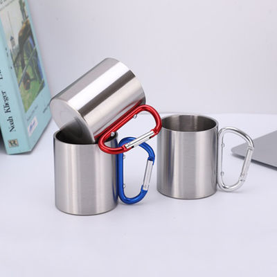 200 ml / 300 ml Camping et Voyage en acier inoxydable double-murs Carabiner tasse avec poignée