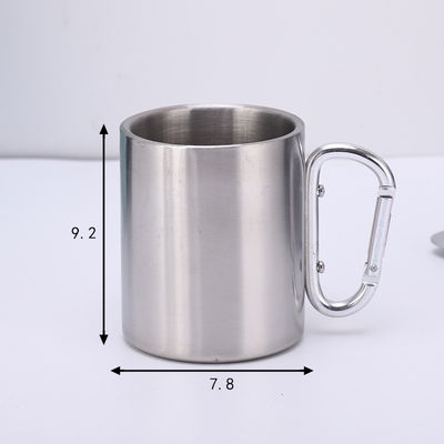 200 ml / 300 ml Camping et Voyage en acier inoxydable double-murs Carabiner tasse avec poignée