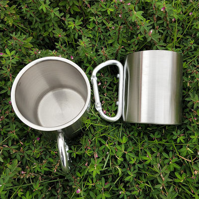200 ml / 300 ml Camping et Voyage en acier inoxydable double-murs Carabiner tasse avec poignée