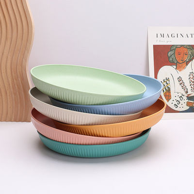 Plate de dîner en plastique ronde de 9 pouces Plate de blé légère pour ustensiles de cuisine réutilisables