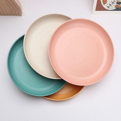 Plate de dîner en plastique ronde de 9 pouces Plate de blé légère pour ustensiles de cuisine réutilisables