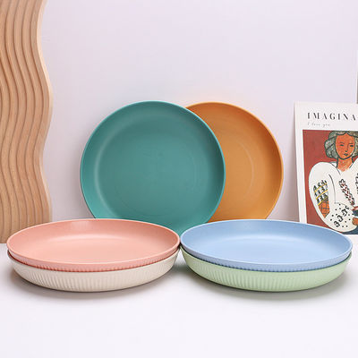 Plate de dîner en plastique ronde de 9 pouces Plate de blé légère pour ustensiles de cuisine réutilisables