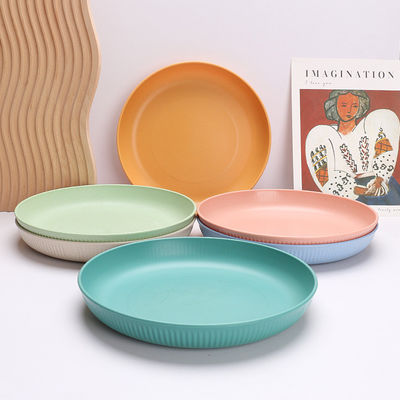 Plate de dîner en plastique ronde de 9 pouces Plate de blé légère pour ustensiles de cuisine réutilisables