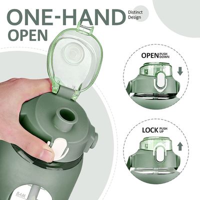 Bouteille d'eau en verre sans BPA de 64 oz avec paille et horodatage Bouteille de sport motivationnelle