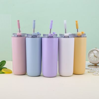 7.6*19.7CM Portable en acier inoxydable tasse à café avec paille et couvercles sans BPA