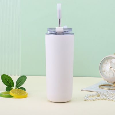 7.6*19.7CM Portable en acier inoxydable tasse à café avec paille et couvercles sans BPA