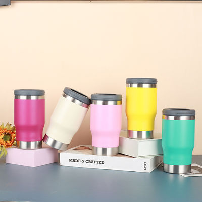 Style minimaliste personnalisé 14 oz en acier inoxydable double paroi sous vide isolation de bière peut refroidisseur avec ouvre-bouteille