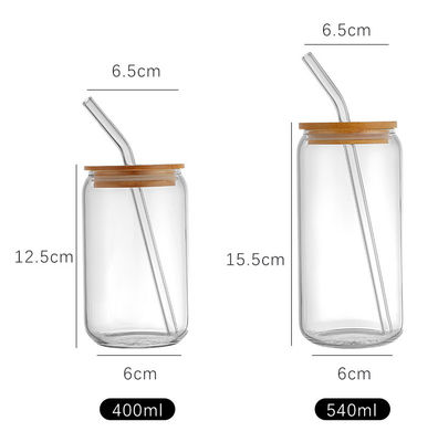 Cuisine Bouteille d'eau en verre sans borosilicate BPA avec couvercle en bambou et paille en verre