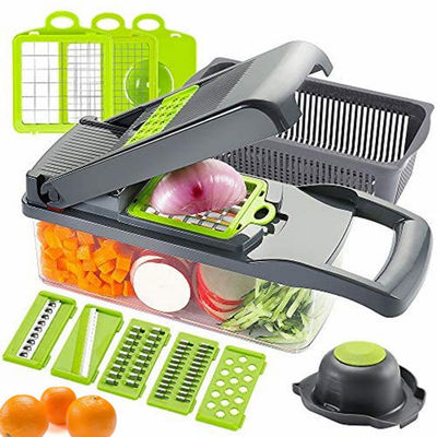 Coupeuse de légumes métalliques coupeuse d'oignons, racletteuse multifonctionnelle avec panier de colander