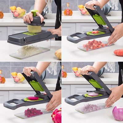 Coupeuse de légumes métalliques coupeuse d'oignons, racletteuse multifonctionnelle avec panier de colander